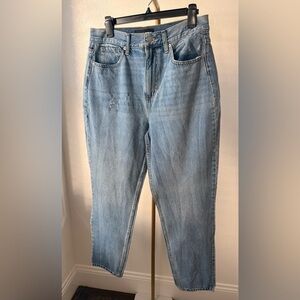 Fashion Nova High Rise Straight Leg Jeans | Light Wash | Distressed